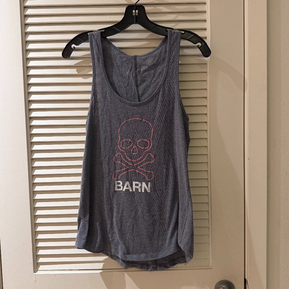 New SoulCycle Barn Skulls Gray Wash Tank Top | Pink Skull Graphic | Size M